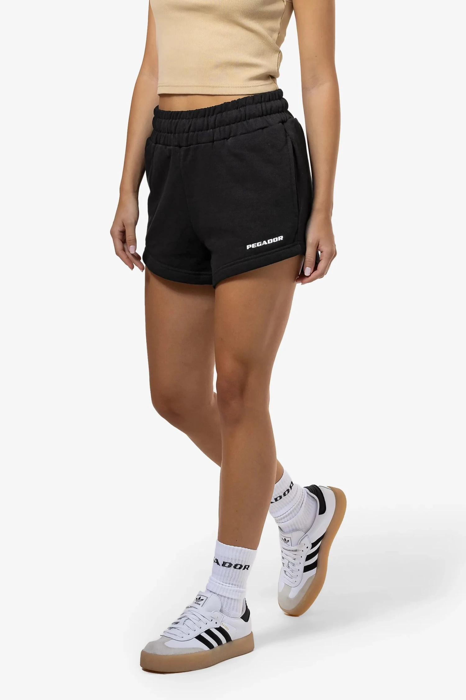Wiluna High Waisted Sweat Shorts Black White Gum 1 Wiluna High Waisted Sweat Shorts Black White Gum