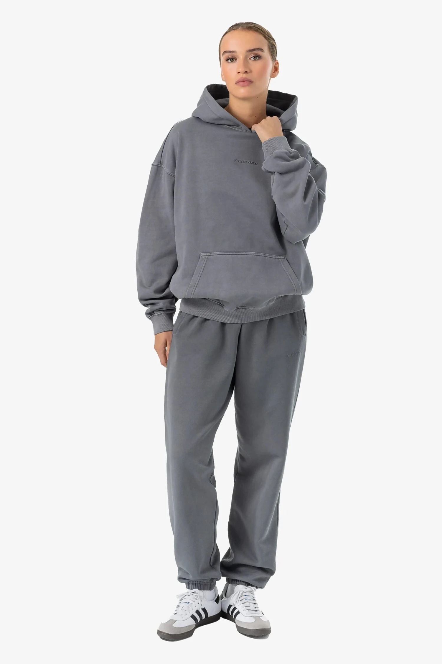 Clarita Logo Oversized Hoodie Vintage Grey Grey 2 Clarita Logo Oversized Hoodie Vintage Grey Grey - Image 2