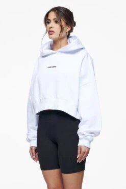Culla Logo Oversized Cropped Hoodie White -Pegador Sale Store PEGADOR E COMMERCE FINER THINGS FEMALE43347