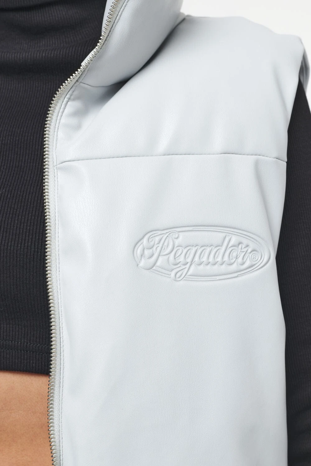 Zito Cropped Faux Leather Vest Quiet Gray 6 Zito Cropped Faux Leather Vest Quiet Gray - Image 6