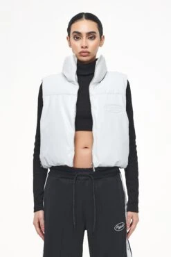 Zito Cropped Faux Leather Vest Quiet Gray