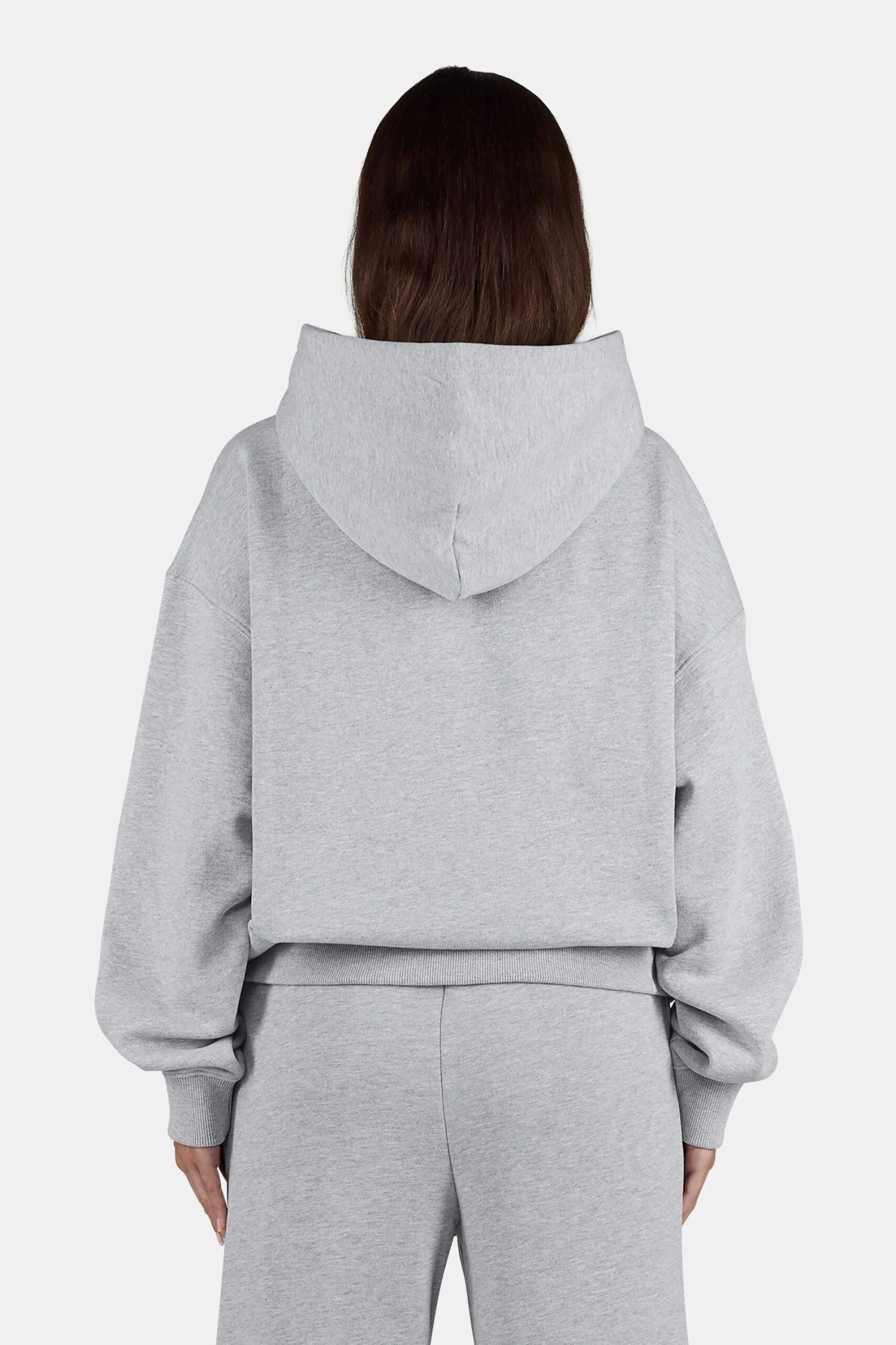 Clarita Logo Oversized Hoodie Heather Grey White - Image 4