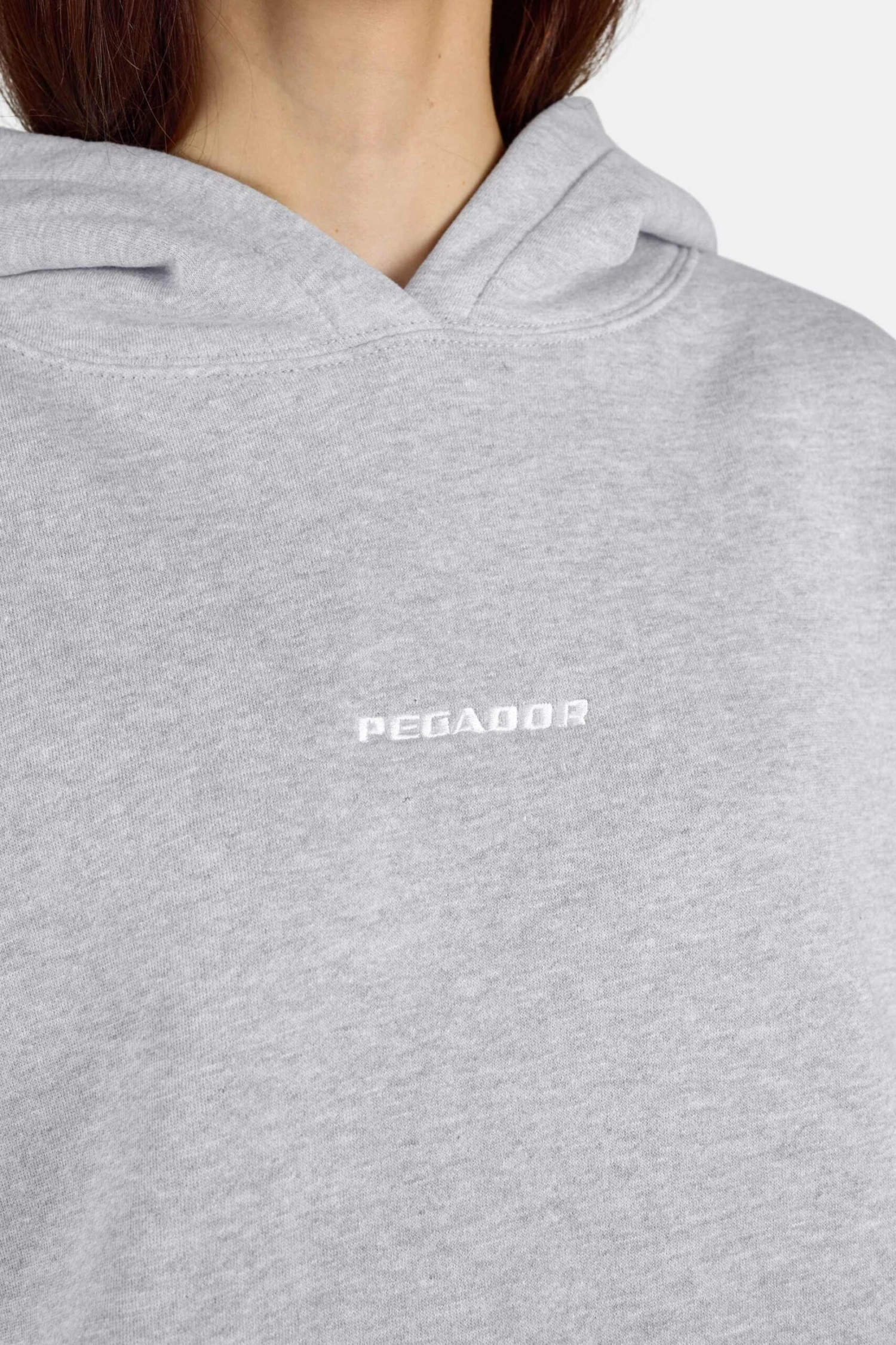 Clarita Logo Oversized Hoodie Heather Grey White - Image 5