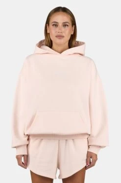 Clarita Logo Oversized Hoodie Washed Dusty Rose White