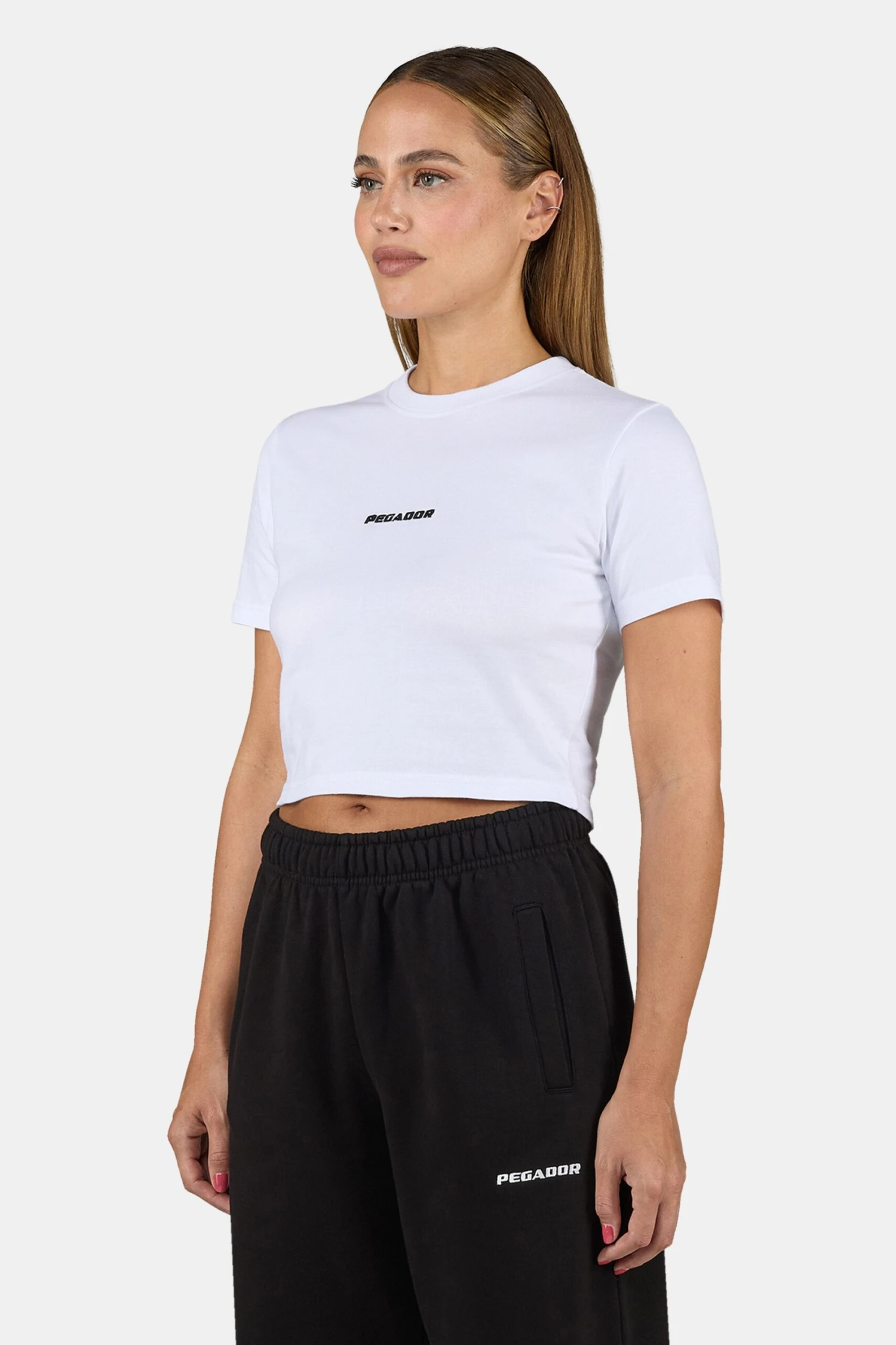 Ines Cropped Baby Tee White Black 3 Ines Cropped Baby Tee White Black - Image 3