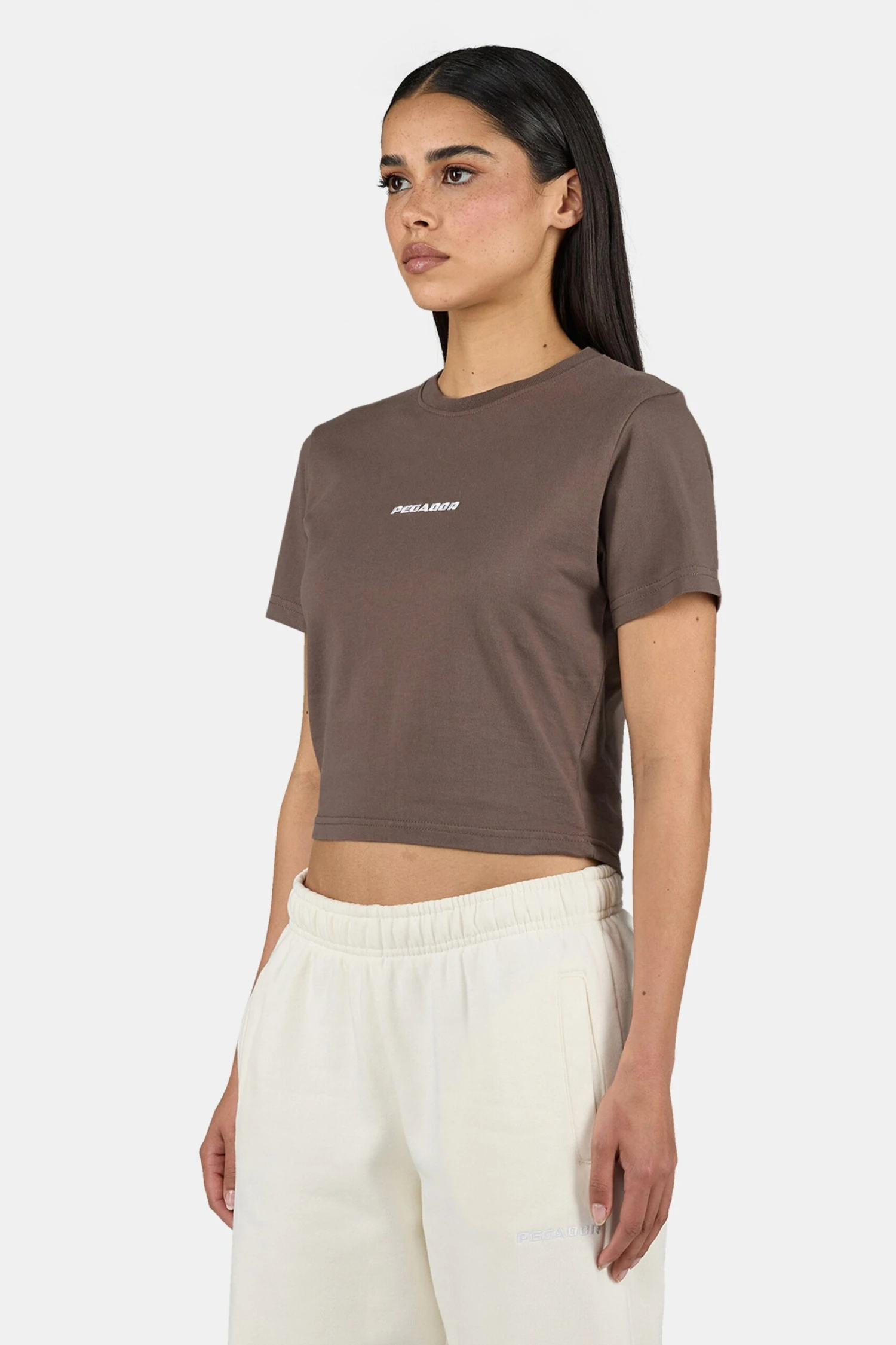 Ines Cropped Baby Tee Washed Cozy Brown White 3 Ines Cropped Baby Tee Washed Cozy Brown White - Image 3