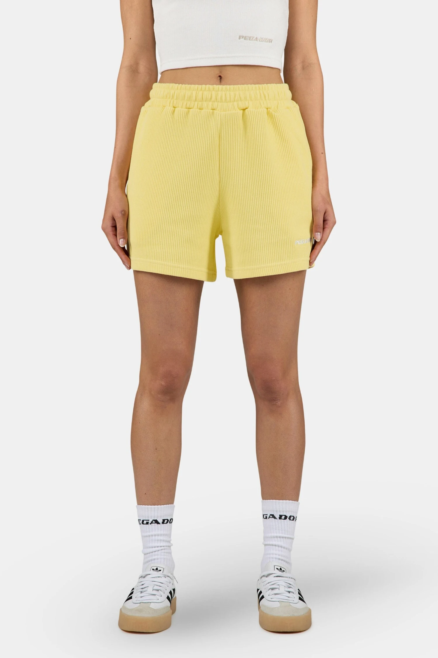Amanda Rib Shorts Washed Soft Yellow 1 Amanda Rib Shorts Washed Soft Yellow