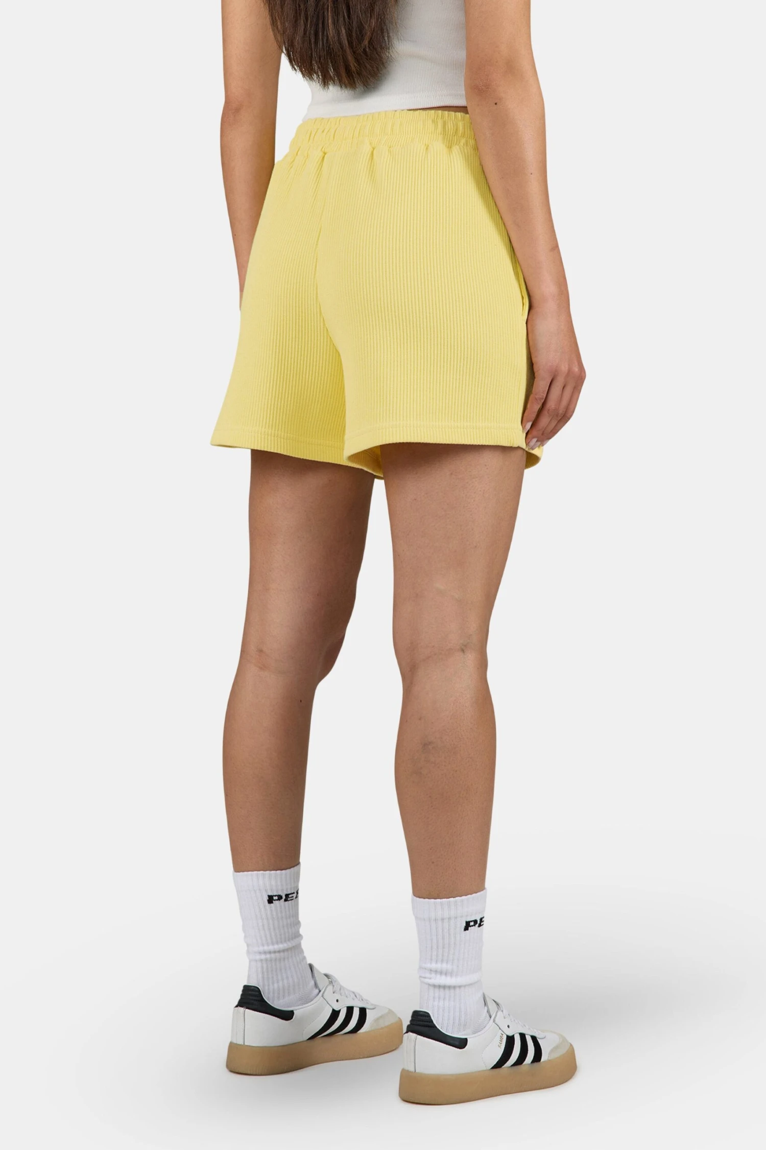Amanda Rib Shorts Washed Soft Yellow 3 Amanda Rib Shorts Washed Soft Yellow - Image 3