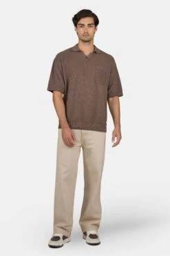 Campo Knit Polo Shirt Cozy Brown -Pegador Sale Store PGDR 6061 566 Campo Knit Polo Shirt Cozy Brown 1216