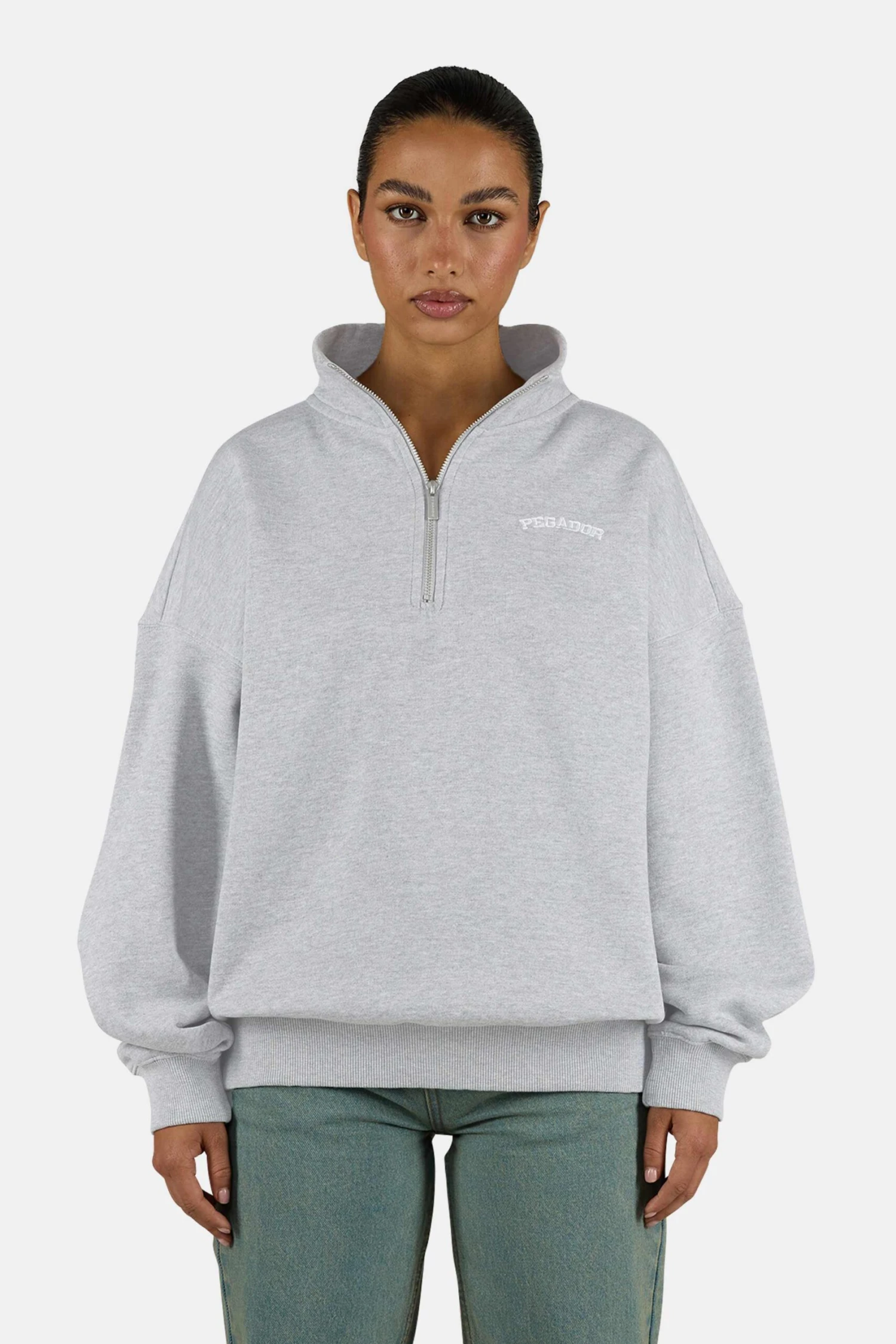 Frieda Oversized Halfzip Sweater Heather Grey 3 Frieda Oversized Halfzip Sweater Heather Grey - Image 3