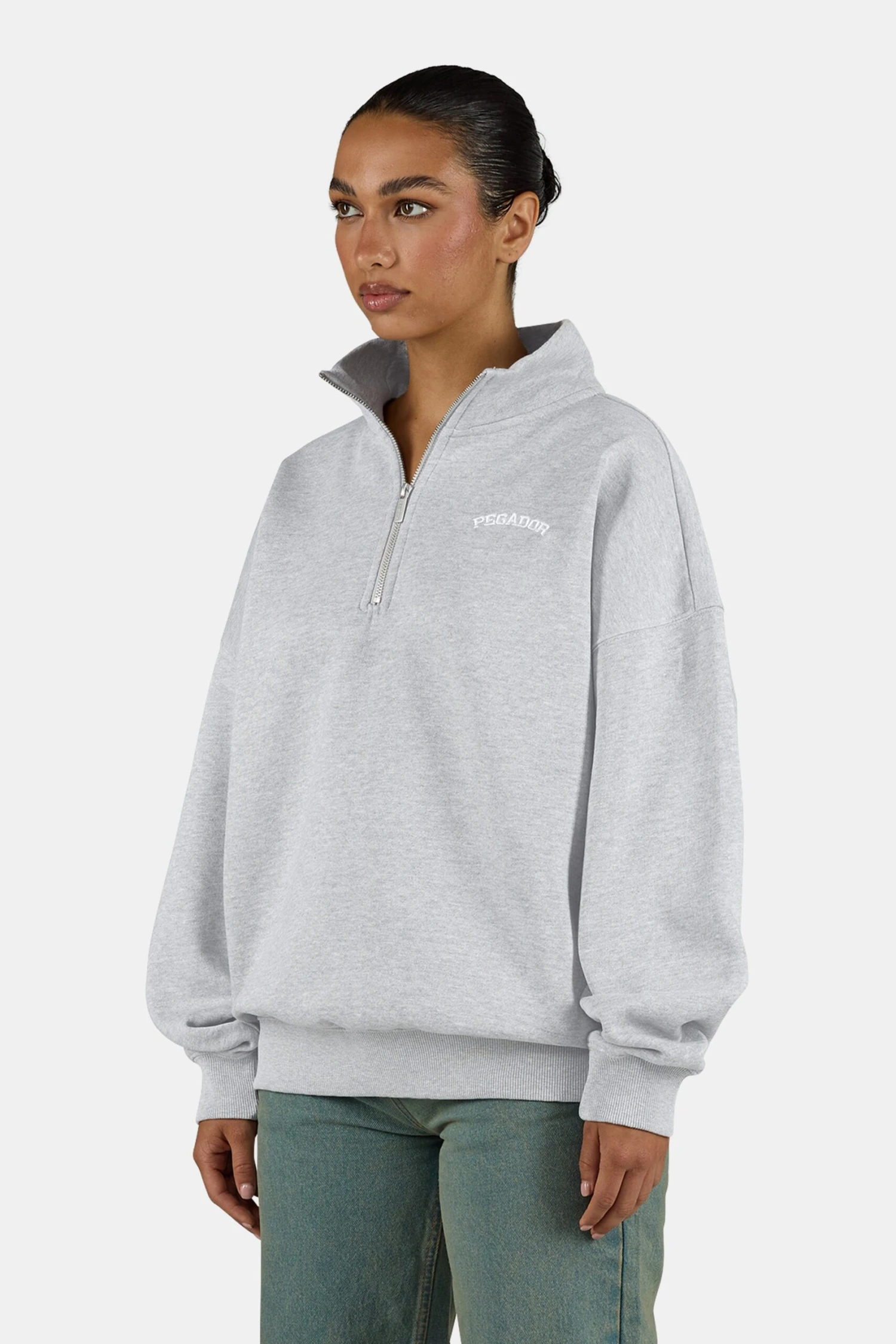 Frieda Oversized Halfzip Sweater Heather Grey 4 Frieda Oversized Halfzip Sweater Heather Grey - Image 4