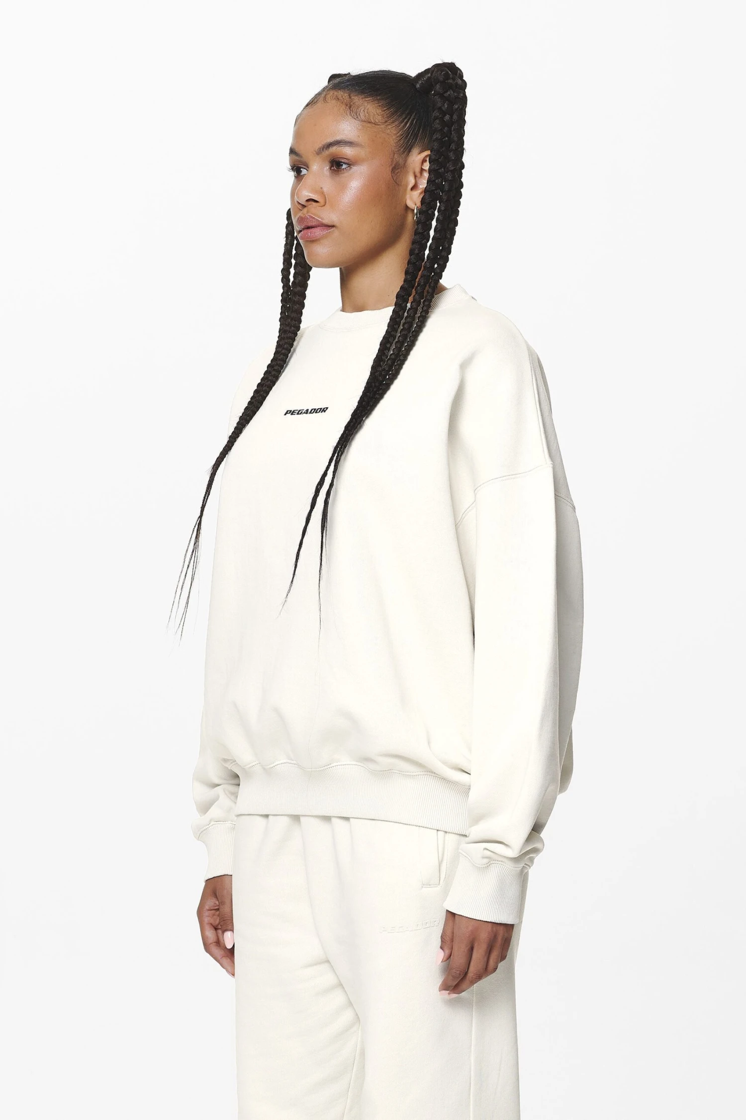 Aelva Logo Heavy Oversized Crew Neck Washed Salty Cream 4 Aelva Logo Heavy Oversized Crew Neck Washed Salty Cream - Image 4