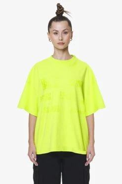 Groven Heavy Oversized Tee Washed Lime Yellow -Pegador Sale Store PGDR DND E COMMERCE WMNS DAY 258462