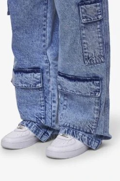 Leli High Waist Cargo Jeans Washed Denim Blue -Pegador Sale Store PGDR MOST ALIVE ECOMMERCE WOMENS PANTS2982