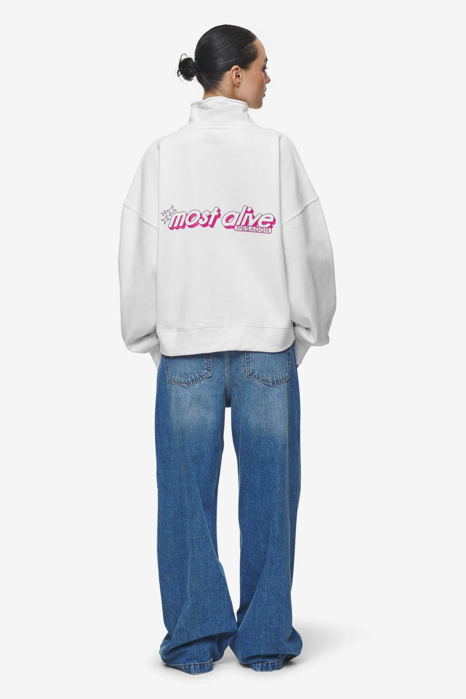 Thea Oversized Halfzip Sweater White 2 Thea Oversized Halfzip Sweater White - Image 2