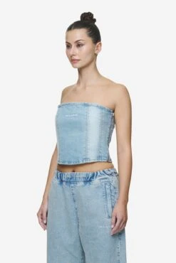 Miranda Denim Tube Top Washed Pale Blue Bleached Blue -Pegador Sale Store PGDR Next Wave E COMMERCE WMNS DAY 246356