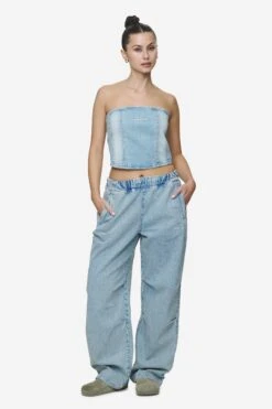 Miranda Denim Tube Top Washed Pale Blue Bleached Blue -Pegador Sale Store PGDR Next Wave E COMMERCE WMNS DAY 246357