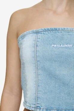 Miranda Denim Tube Top Washed Pale Blue Bleached Blue -Pegador Sale Store PGDR Next Wave E COMMERCE WMNS DAY 246364